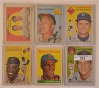 (6) 1950's Topps Baseball Star Cards