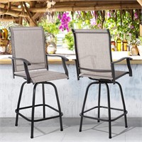 2 Piece Patio Swivel Bar Stools