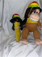 Lot of 2 Rastafarian plush monkey & banana