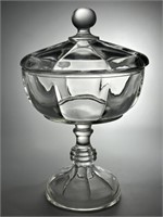 Heavy Glass Bowl on Pedestal w/ Lid