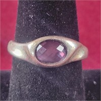 .925 Silver Ring with Faceted Amethyst stone by