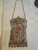 Whiting and Davis chain link purse. With pink and