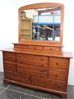 Step Vanity Long Dresser with Attached Mirror