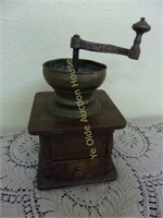 Antique Wood and Brass Coffee Grinder