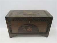 Carved Chest w/Ships Pine
