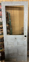 Antique Blue Wood Door w/  Doorbell 33x80