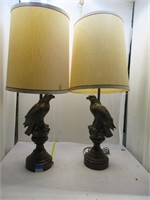 2 Bird figurine table lamps