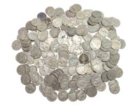 233 old US Buffalo nickel coins. In bag, in case
