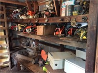 CONTENTS OF ROOM, MOSTLY CHAINSAW PARTS