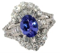 14k Gold 3.10 ct Tanzanite & Diamond Ring