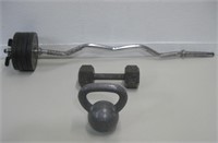 Assorted Exercise Weights & Bars As Shown