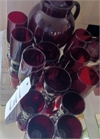 6 ANCHOR HOCKING WINDSOR RUBY RED GLASS
