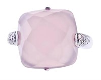 18k Gold 10.08 cts Diamond & Rose Quartz Ring