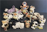 Ceramic Cow Sugar and Creamer Bowls, Salt and