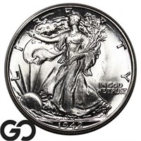 1942 Walking Liberty Half Dollar, Lustrous Gem BU