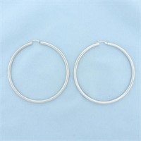 Large Hoop Earrings in 18k White Gold