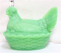 Jadeite hen on nest