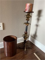 Decorative Candle Stand&Candle & Wooden Trash Can