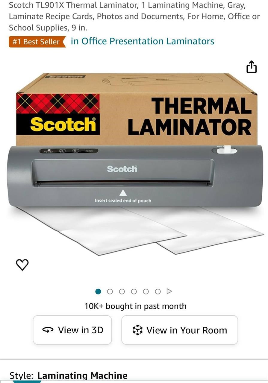 Scotch TL901X Thermal Laminator, 1 Laminating