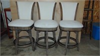 3 Weathered Wood/Cloth Bar Stools