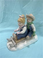 Denim Days Homco Winter Fun Porcelain Figurine