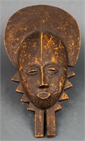 African Carved Wood Mask W Headdress