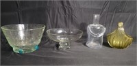 Four assorted glass items