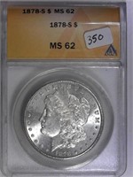 1878-S Anacs MS62 Morgan Silver Dollar