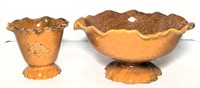 Glazed Ceramic Pedestal Bowls- Lot of 2