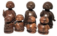 Wood Carved Figural Sculptures- Lot of 7