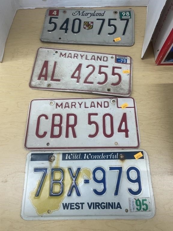 Vintage Wv and Maryland license plates
