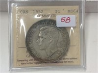 1952 W L  (iccs Ms64) Canadian Silver Dollar
