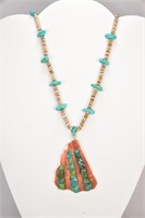 Heishe & Turquoise Necklace w/Shell Pendant