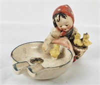 Ceramic Ashtray W/ Little Girl & Ducks