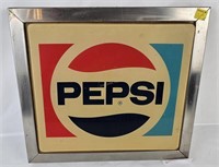 Vintage Pepsi Sign In Heavy Metal Frame
