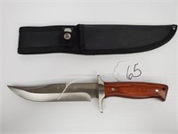 Wood Handle Hunting Knife w/ Sheathe
