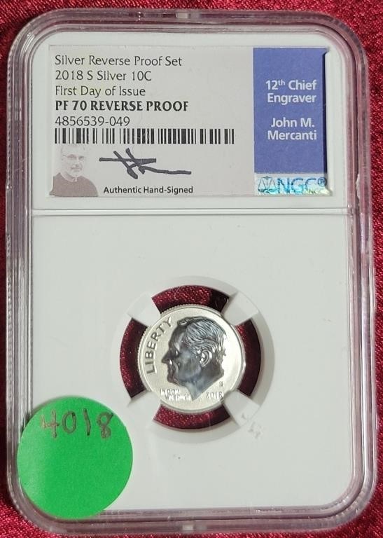 PF 70 REVERSE PROOF GRADED 2018-S DIME