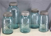 NS: NICE LOT OF BLUE CANNING JARS / LIDS