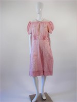 1940s Pink & White Cotton Day Dress