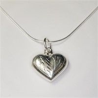 $80 Silver Heart 19" Necklace