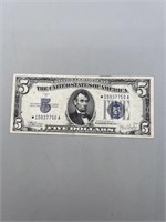 1934c $5 Silver Certificate Note