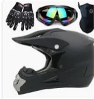 Motorcross Helmet Medium Black With Gloves