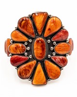 Phillip Yazzie Huge Sterling Spiny Oyster Cuff