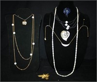 Ladies Necklaces and Brooches; Heart and Umbrella