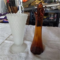 Frosted glass & Amber glass vases