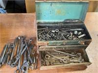 Metal tool box FULL of tools and wrenches