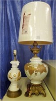 (2) Gold Enamel Painted Table Lamps