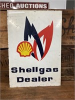 Original Shellgas Dealer Tin Painted Sign