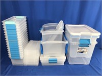 20+ STERLITE TOTES W/ MATCHING LIDS