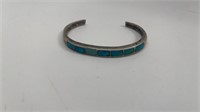 Native American Inlayed Turquoise Sterling Cuff